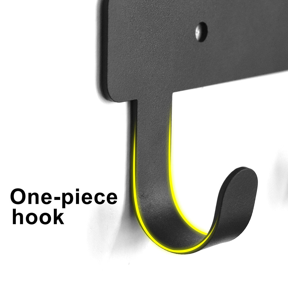 Wall-Mounted Hanger with Hooks for Leashes, Keys, etc.