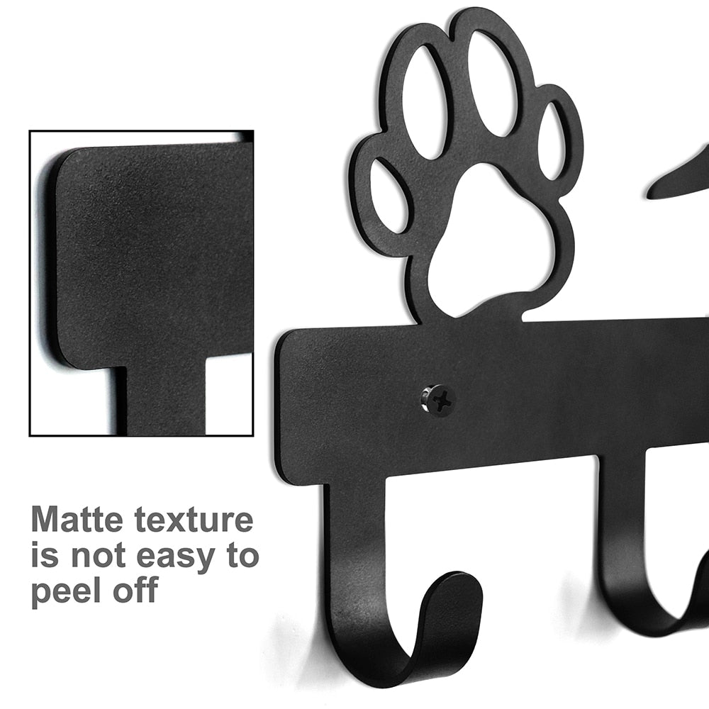 Wall-Mounted Hanger with Hooks for Leashes, Keys, etc.